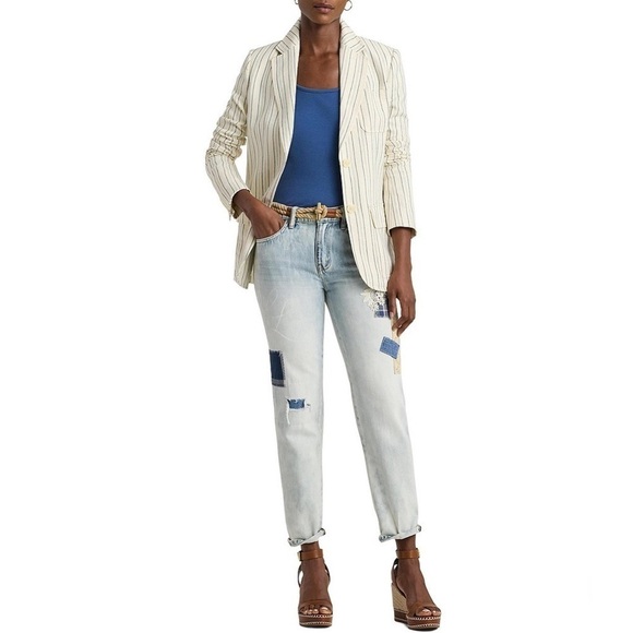 Lauren Ralph Lauren
Patchwork Twill Denim Relaxed Tapered Mid Rise Ankle Jean - Picture 2 of 13